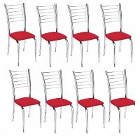 Kit 8 Cadeiras Lara Cromada Para Cozinha Vermelho - 1