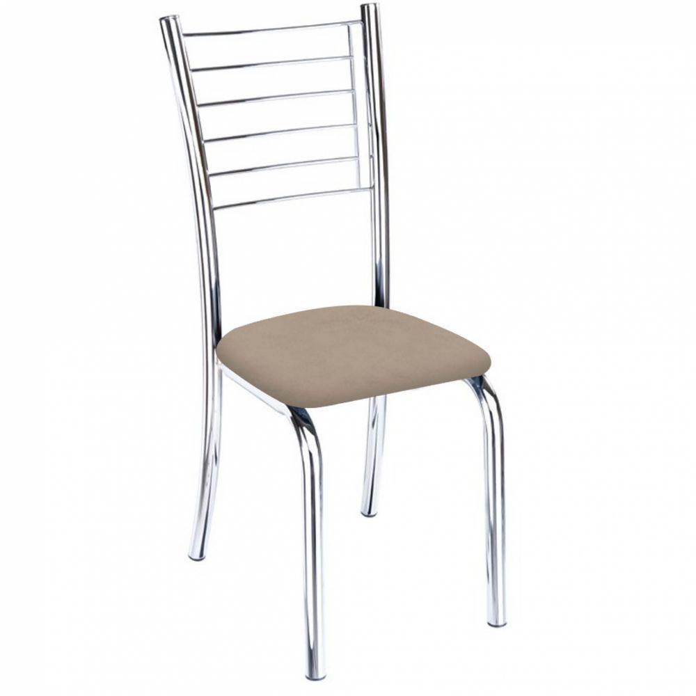 Kit 2 Cadeiras Lara Cromada Para Cozinha Bege - 2