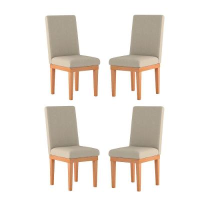 Kit 4 Cadeiras Estofadas Para Mesa De Jantar bege