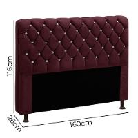 Cabeceira Fernanda 1,60 Para Cama Box Queen - Veludo Vinho - 5