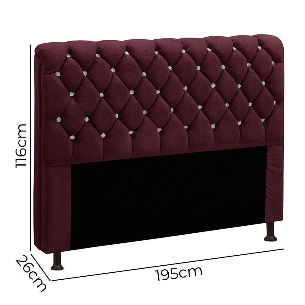 Cabeceira Fernanda 1,95 Para Cama Box King Size - Veludo Vinho - 4