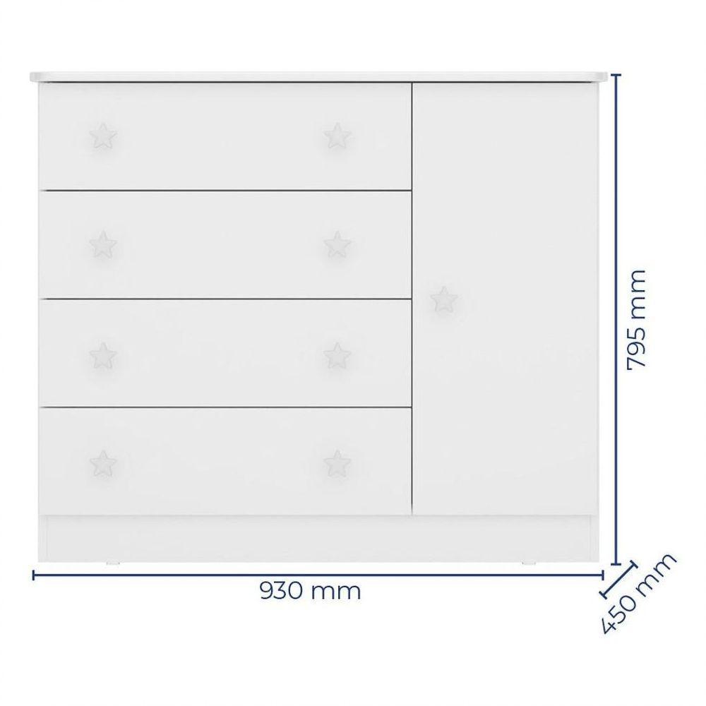 Quarto De Bebê Cômoda 2561 E Berço Mini Cama 1344 Doce Sonho Branco - 2