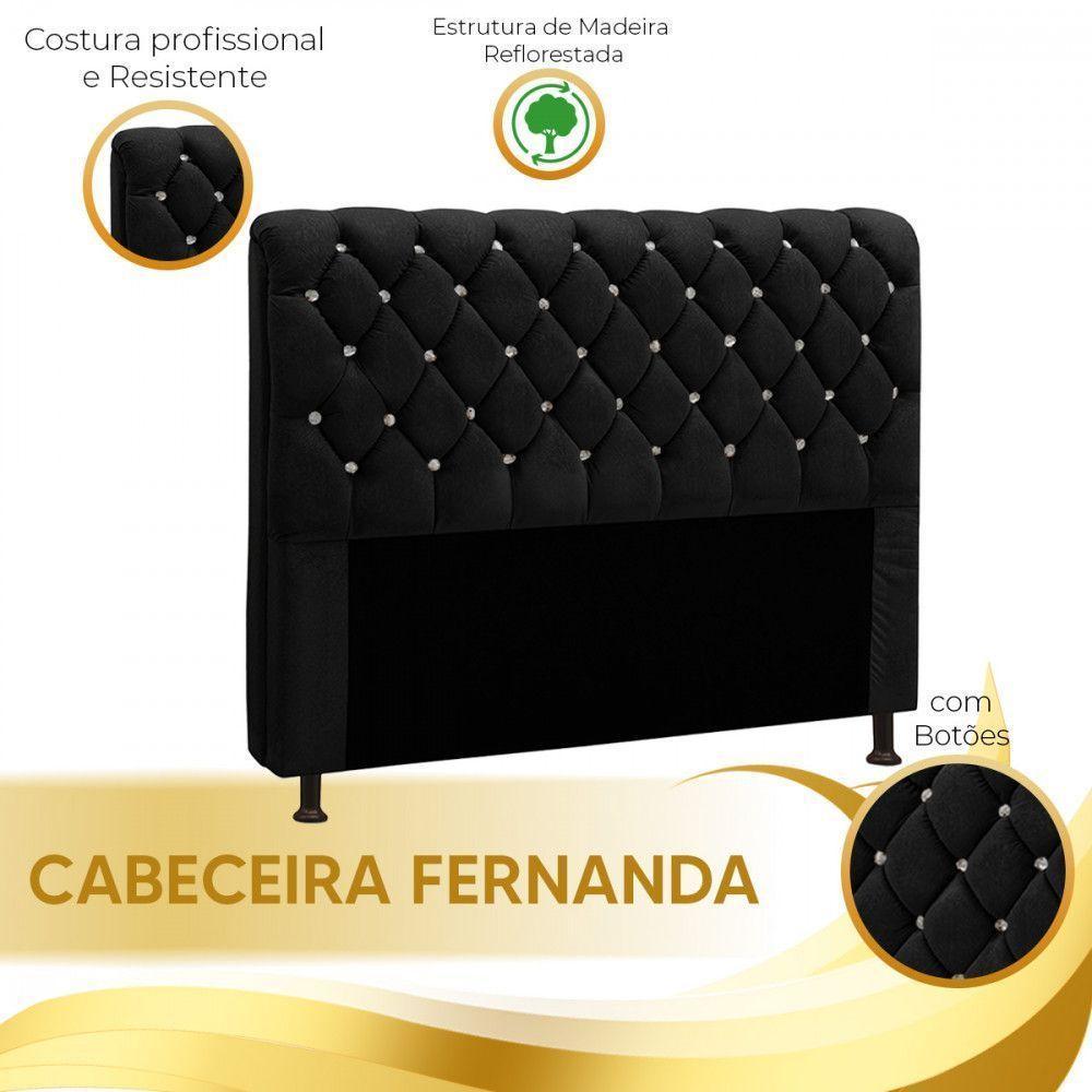 Cabeceira Fernanda 1,60 Para Cama Box Queen - Veludo Preto - 5