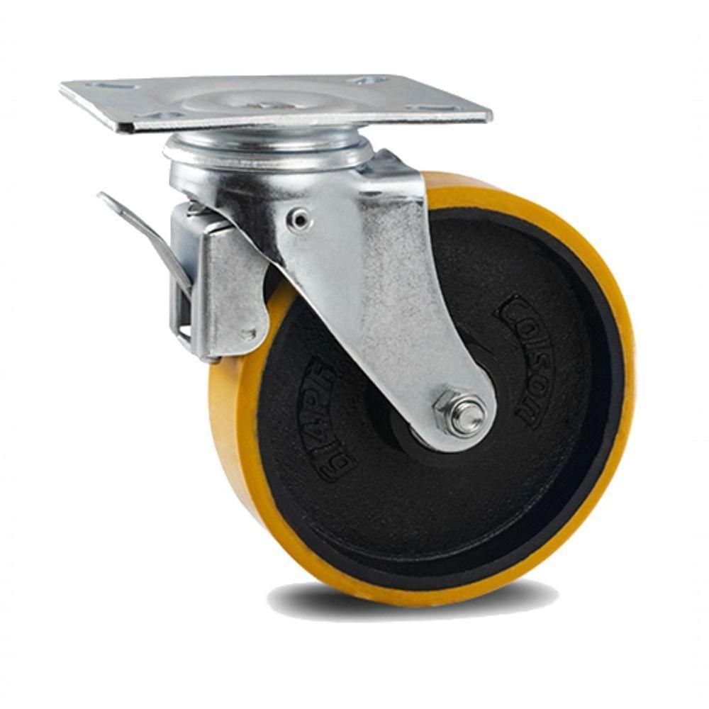 Rodizio Pu gir. Industrial 5 Pol. Roda Ferro c/ Freio Colson - 1