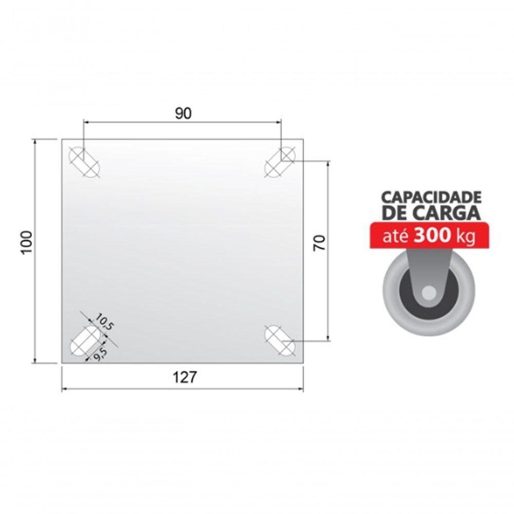 Rodizio Pu gir. Industrial 5 Pol. Roda Ferro c/ Freio Colson - 2