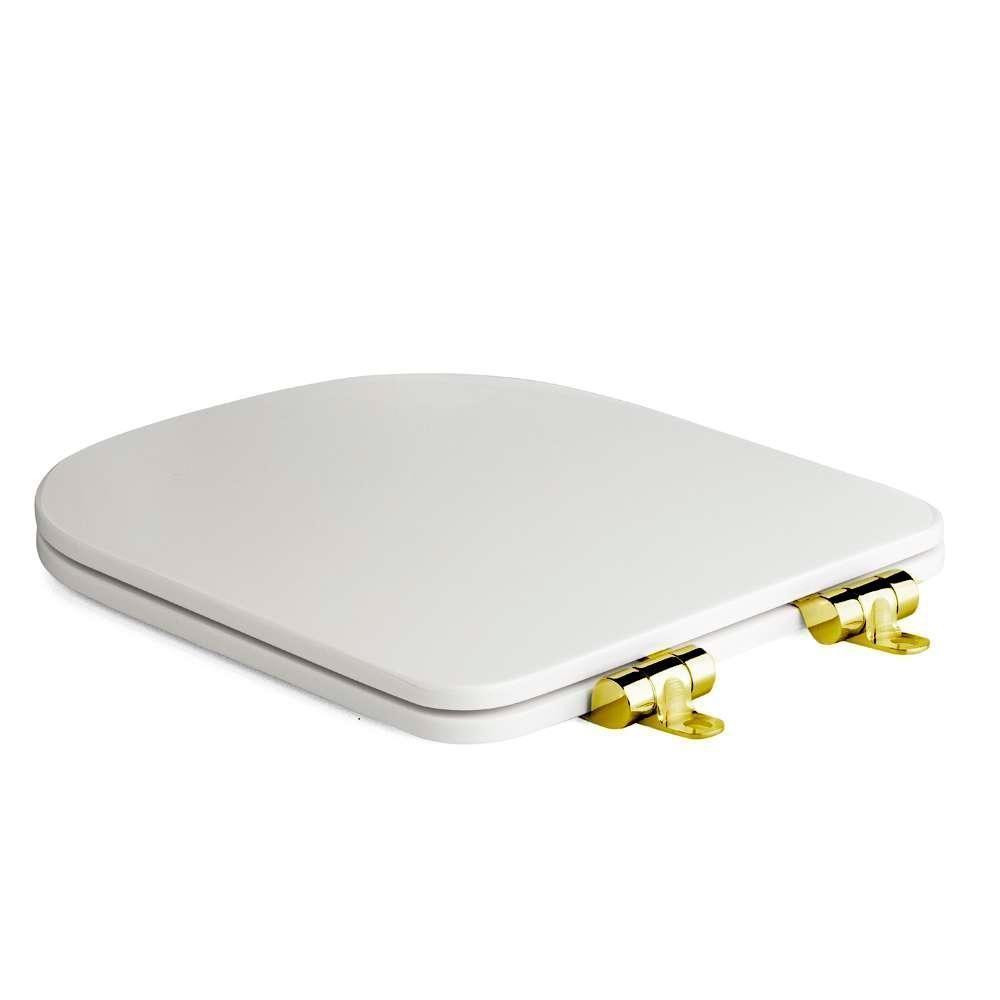Assento Poliester Soft Close Antimicrobiano Unic Branco Para Vaso Deca Com Ferragem Dourada - 3