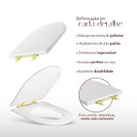 Assento Sanitário Poliéster Antibacteriano Carrara Branco Para Vaso Deca Com Ferragem Dourada - 3