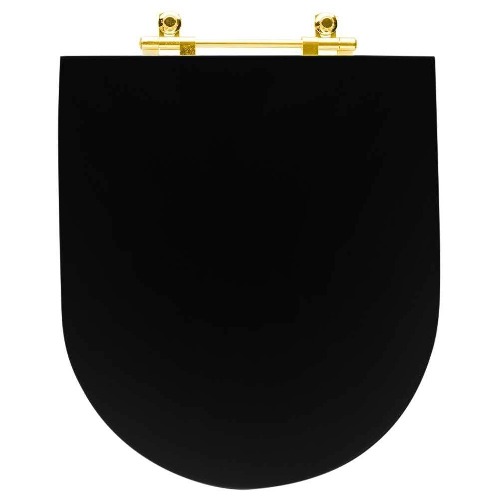 Assento Sanitário Poliéster Luxo Link Lk Ebano Fosco Para Vaso Deca Com Ferragem Dourada - 6