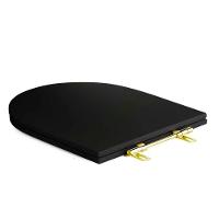 Assento Sanitário Poliéster Luxo Link Lk Ebano Fosco Para Vaso Deca Com Ferragem Dourada - 9