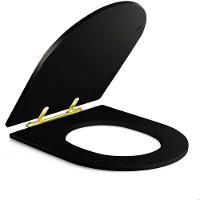 Assento Sanitário Poliéster Luxo Link Lk Ebano Fosco Para Vaso Deca Com Ferragem Dourada - 15