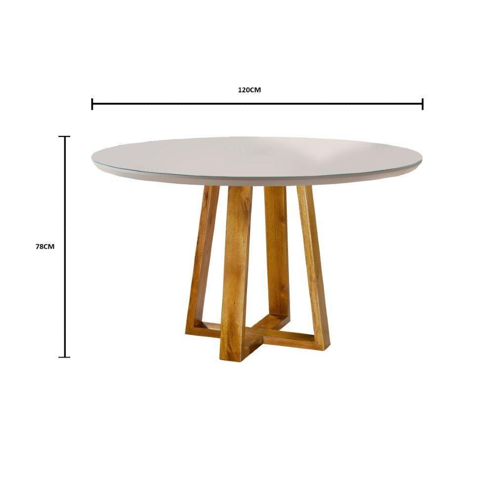 Conjunto Sala De Jantar 4 Lugares Mesa Redonda 1,2m E 4 Cadeiras Marrom - 3