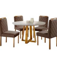 Conjunto Sala De Jantar 4 Lugares Mesa Redonda 1,2m E 4 Cadeiras Marrom - 5