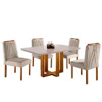 Kit Jantar 4 Lug Mesa E Cadeiras Mel/Off White/ Bege Areia - 7