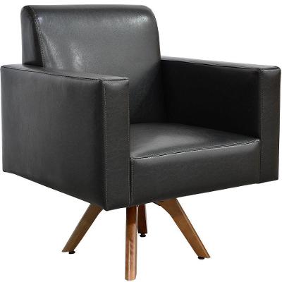 Poltrona Giratória Base De Madeira Couríssimo Preto