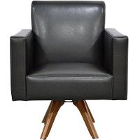 Poltrona Giratória Base De Madeira Couríssimo Preto