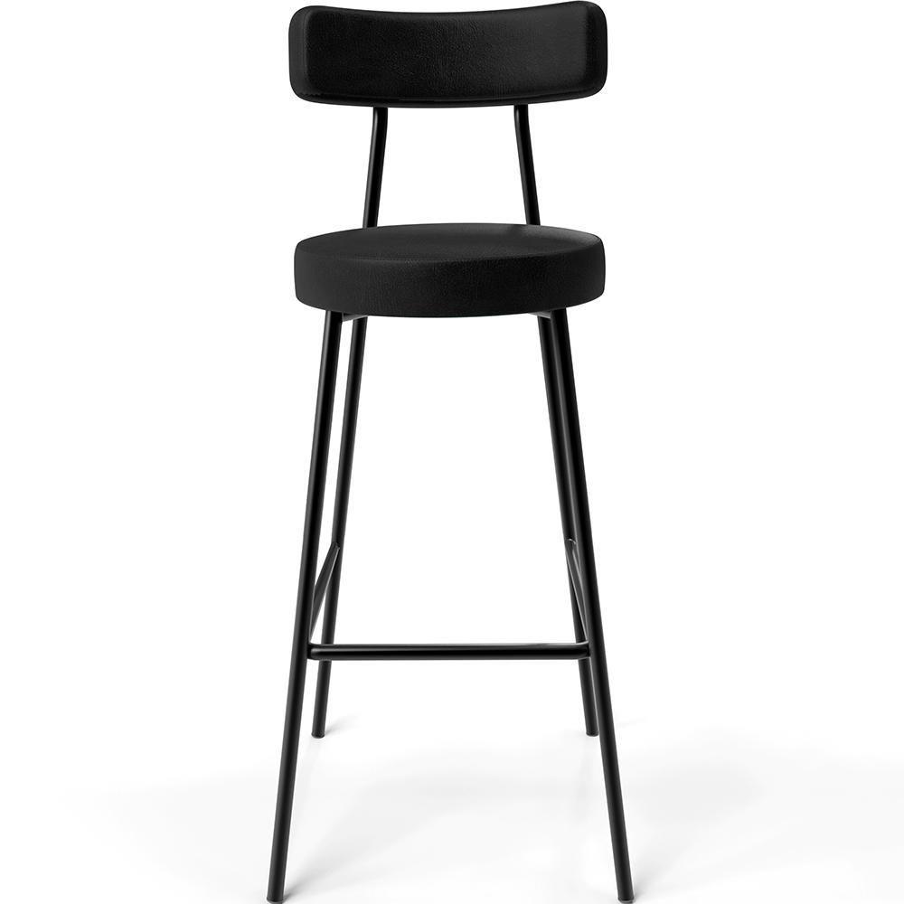 Kit 02 Banquetas Altas Estrutura Em Aço Milão F01 Preto - 2