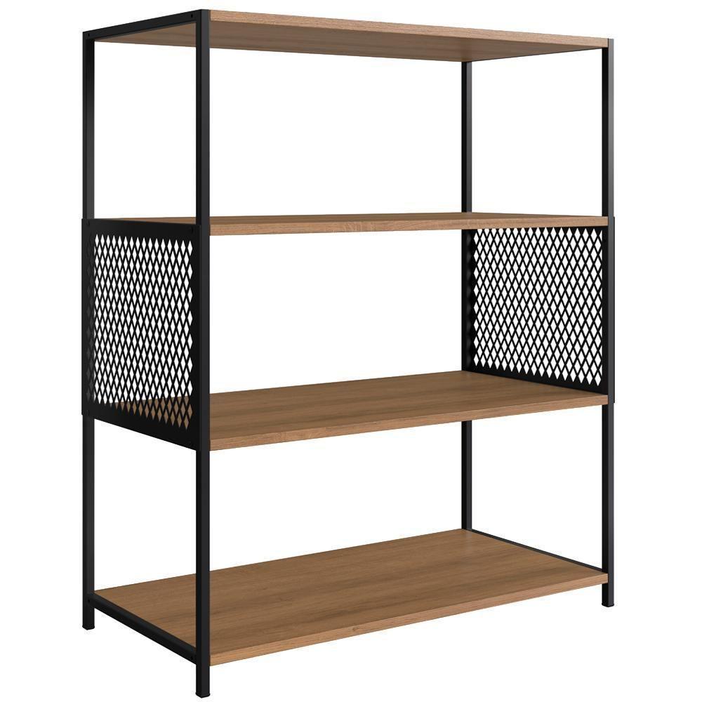 Estante Estilo Industrial 94 Cm Com Tela P1024 Preto Mell Pp Preto Mell - 1