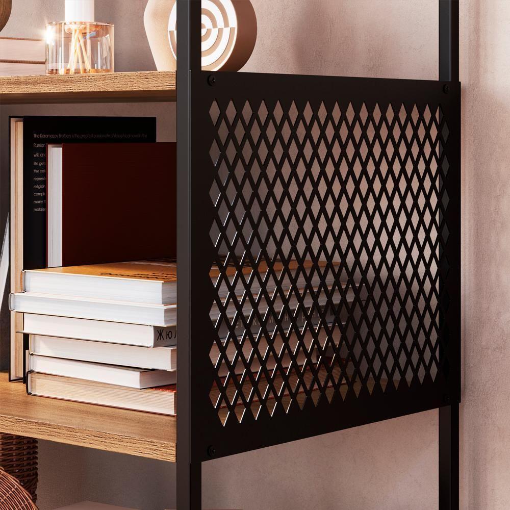 Estante Estilo Industrial 94 Cm Com Tela P1024 Preto Mell Pp Preto Mell - 2