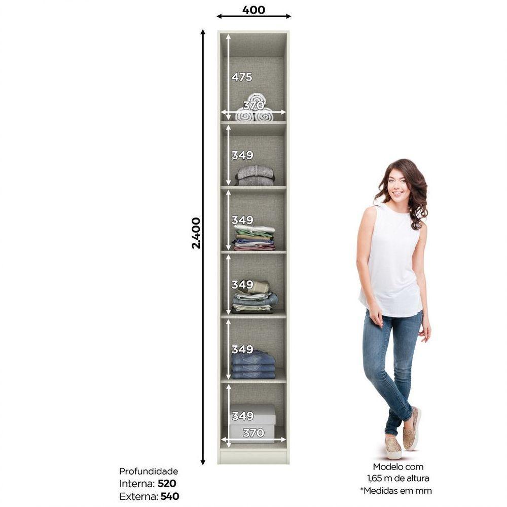 Guarda Roupa Modulado 01 Porta Predileto Henn Areia Hp Com Jequitibá - 4
