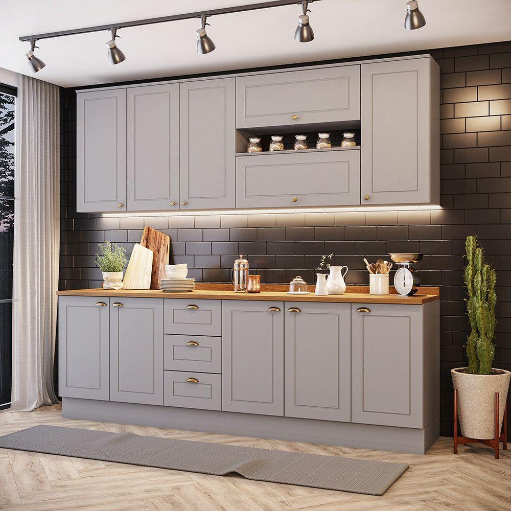 Cozinha Compacta Com Tampo 7 Peças Amy Casa 812 Cinza - 1