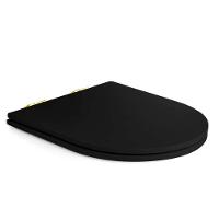 Assento Poliester Soft Close Carrara Preto Fosco Para Vaso Deca Com Ferragem Dourada - 1