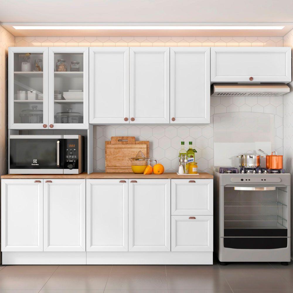 Cozinha Completa Unna 4 Peças 10 Portas 2 Gavetas Poliman Móveis Branco - 1