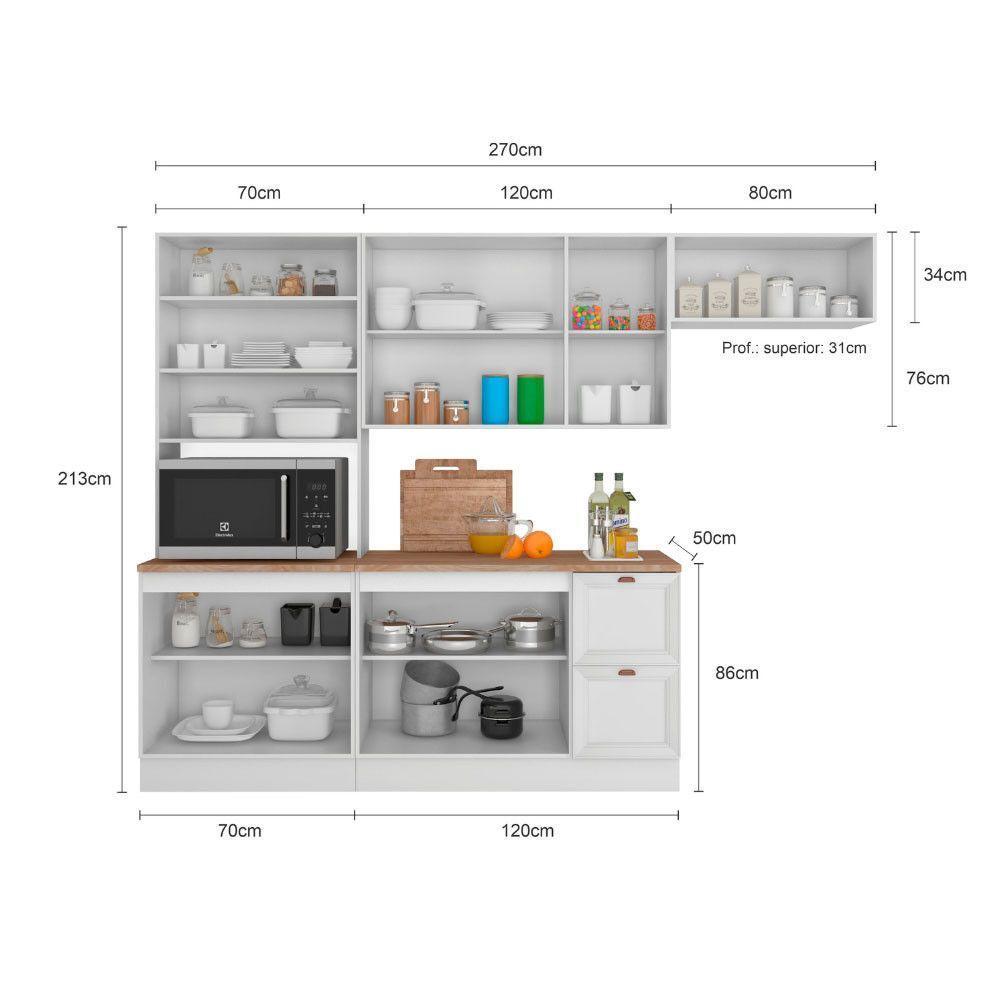 Cozinha Completa Unna 4 Peças 10 Portas 2 Gavetas Poliman Móveis Branco - 3