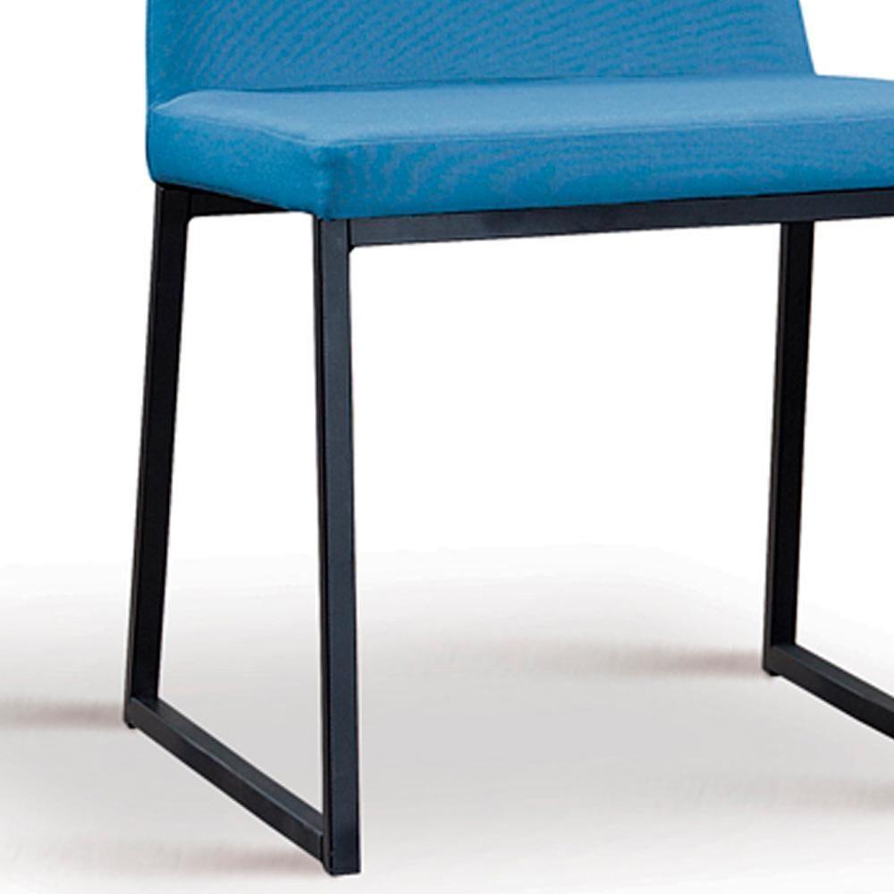 Kit 2 Cadeiras Estofadas Base Aço Preto F37 Linho Azul Jeans Dmobiliario Azul Jeans - 7