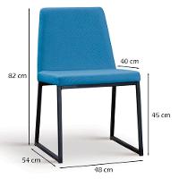 Kit 2 Cadeiras Estofadas Base Aço Preto F37 Linho Azul Jeans Dmobiliario Azul Jeans - 6