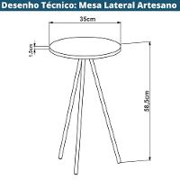 Mesa Lateral Redonda Artesano 58,5 Cm (altura) Em Mdp Hanover Estrutura Metálica Em Aço Dourado - 2