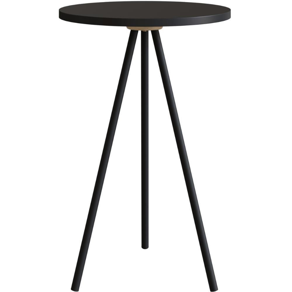 Mesa Lateral Redonda Artesano 53,5 Cm (altura) Em Mdp Preto Estrutura Metálica Em Aço Preto - 1