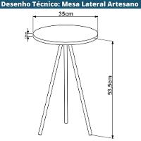 Mesa Lateral Redonda Artesano 53,5 Cm (altura) Em Mdp Preto Estrutura Metálica Em Aço Preto - 2