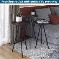 Mesa Lateral Redonda Artesano 53,5 Cm (altura) Em Mdp Preto Estrutura Metálica Em Aço Preto - 3