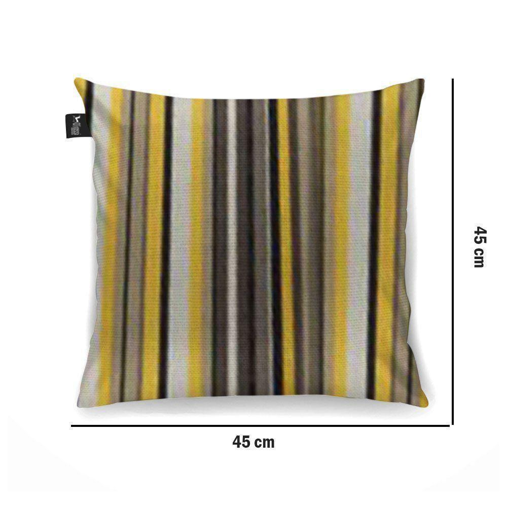 Capa Para Almofada Tecido Estampado Listras Cinza e Amarelo - 2
