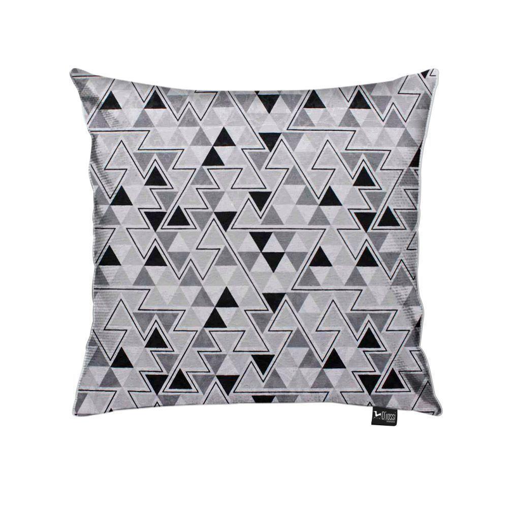 Capa Para Almofada Tecido Triângulo Preto e Cinza D96 - 1