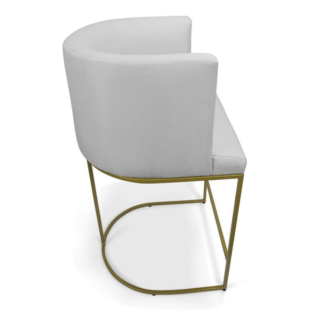 Kit 2 Banquetas Paola Linho Base Metálica Dourada - D'rossi Cor A05 Cinza - 4