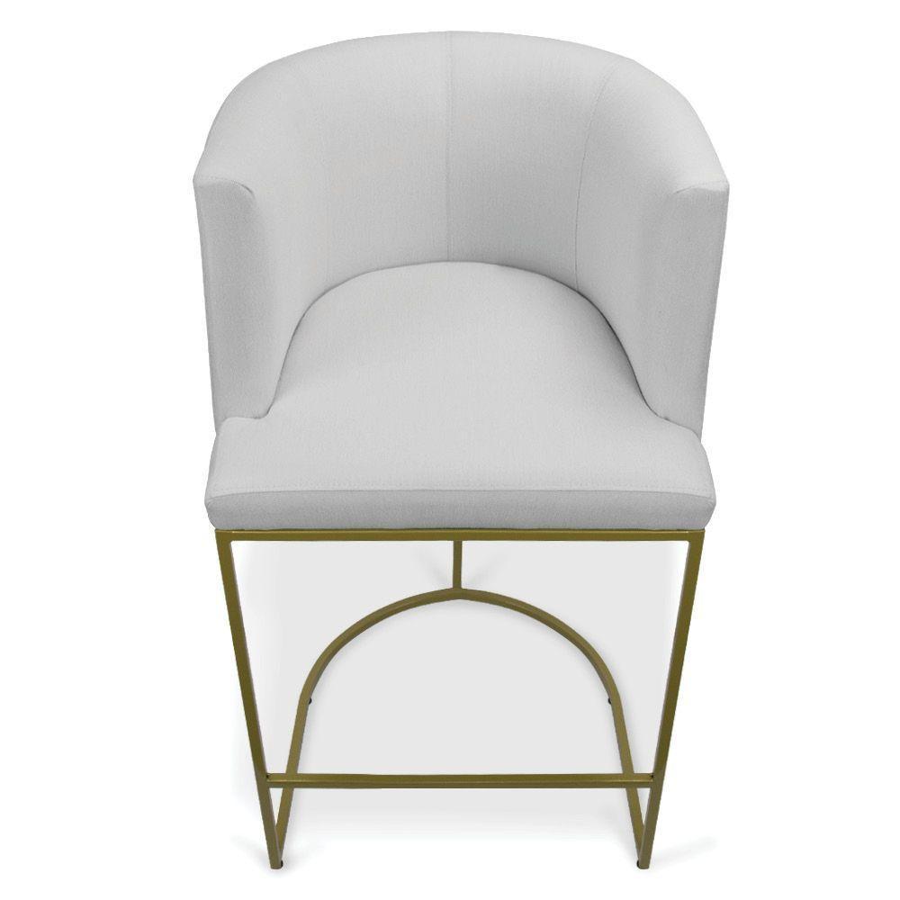 Kit 2 Banquetas Paola Linho Base Metálica Dourada - D'rossi Cor A05 Cinza - 5