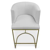 Kit 2 Banquetas Paola Linho Base Metálica Dourada - D'rossi Cor A05 Cinza - 5