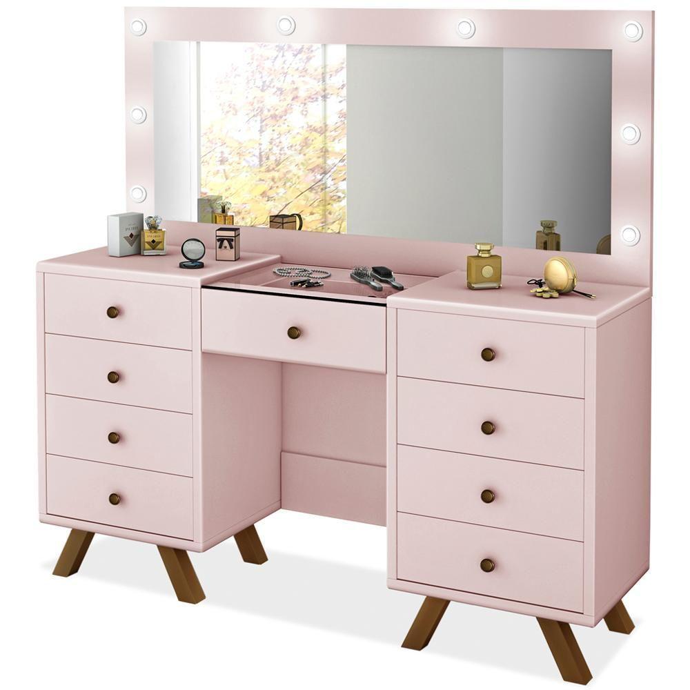 Penteadeira Camarim Com Espelho 00808900 Rose Lpa Rose - 1