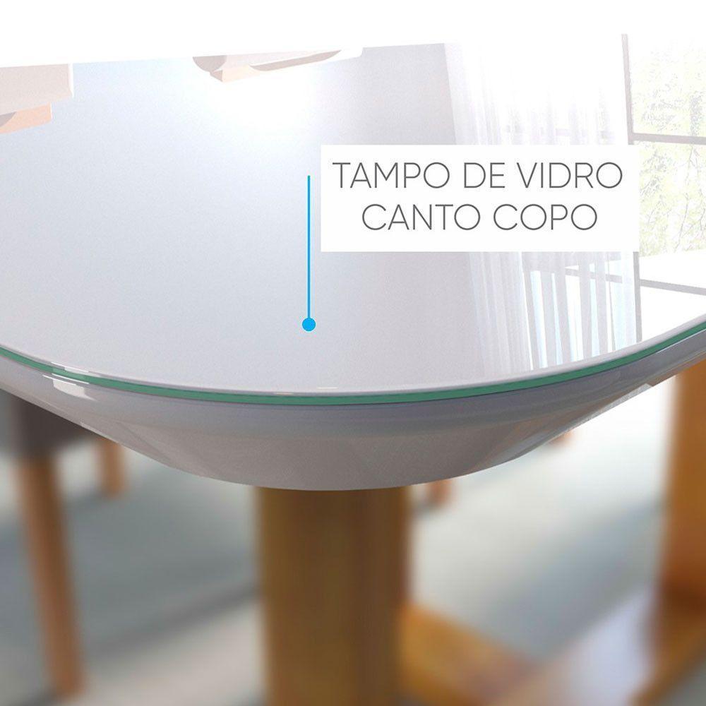 Conjunto Sala De Jantar 4 Lugares Mesa Redonda 1,2m E 4 Cadeiras Moveis Mix Mel Off-white Com Grafite - 3