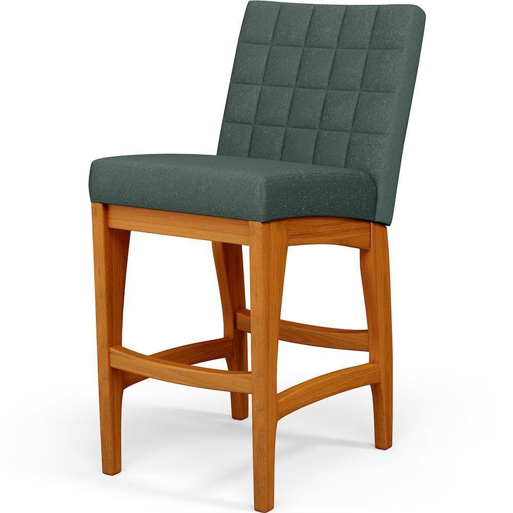 Banqueta Baixa Para Cozinha Fixa Mila L02 Verde Musgo - 1