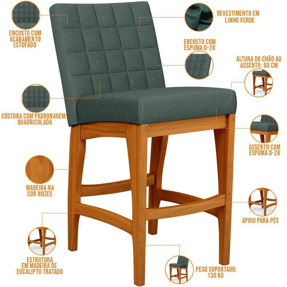 Banqueta Baixa Para Cozinha Fixa Mila L02 Verde Musgo - 6