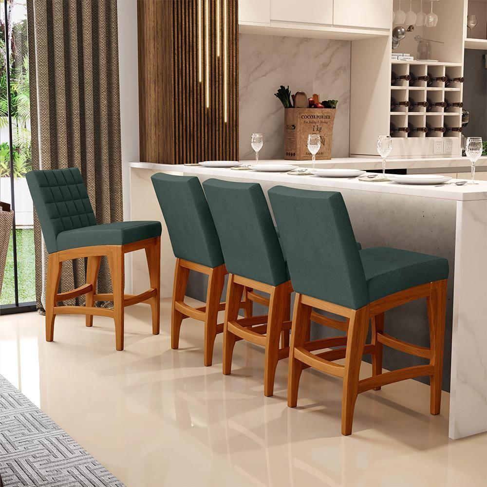 Banqueta Baixa Para Cozinha Fixa Mila L02 Verde Musgo - 7