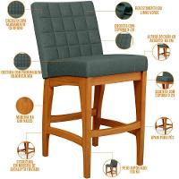 Banqueta Baixa Para Cozinha Fixa Mila L02 Verde Musgo - 6