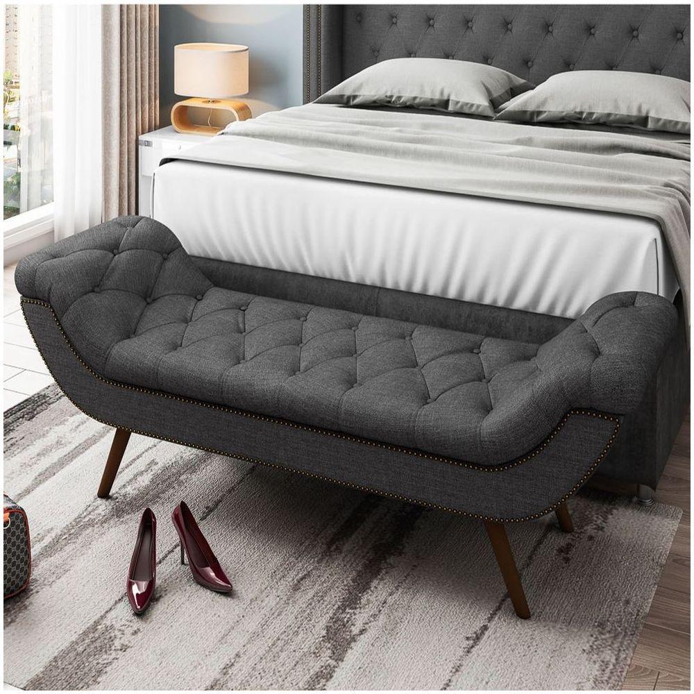 Cabeceira Cama Box Casal King 195cm Provença Com Calçadeira Vêneto P02 Linho Chumbo - 4