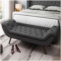 Cabeceira Cama Box Casal King 195cm Provença Com Calçadeira Vêneto P02 Linho Chumbo