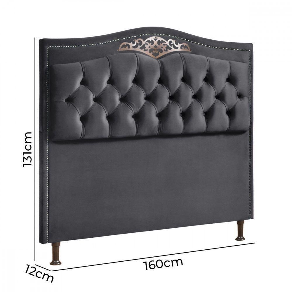 Cabeceira Holanda 1,60 Para Cama Box Queen - Veludo Chumbo - 4