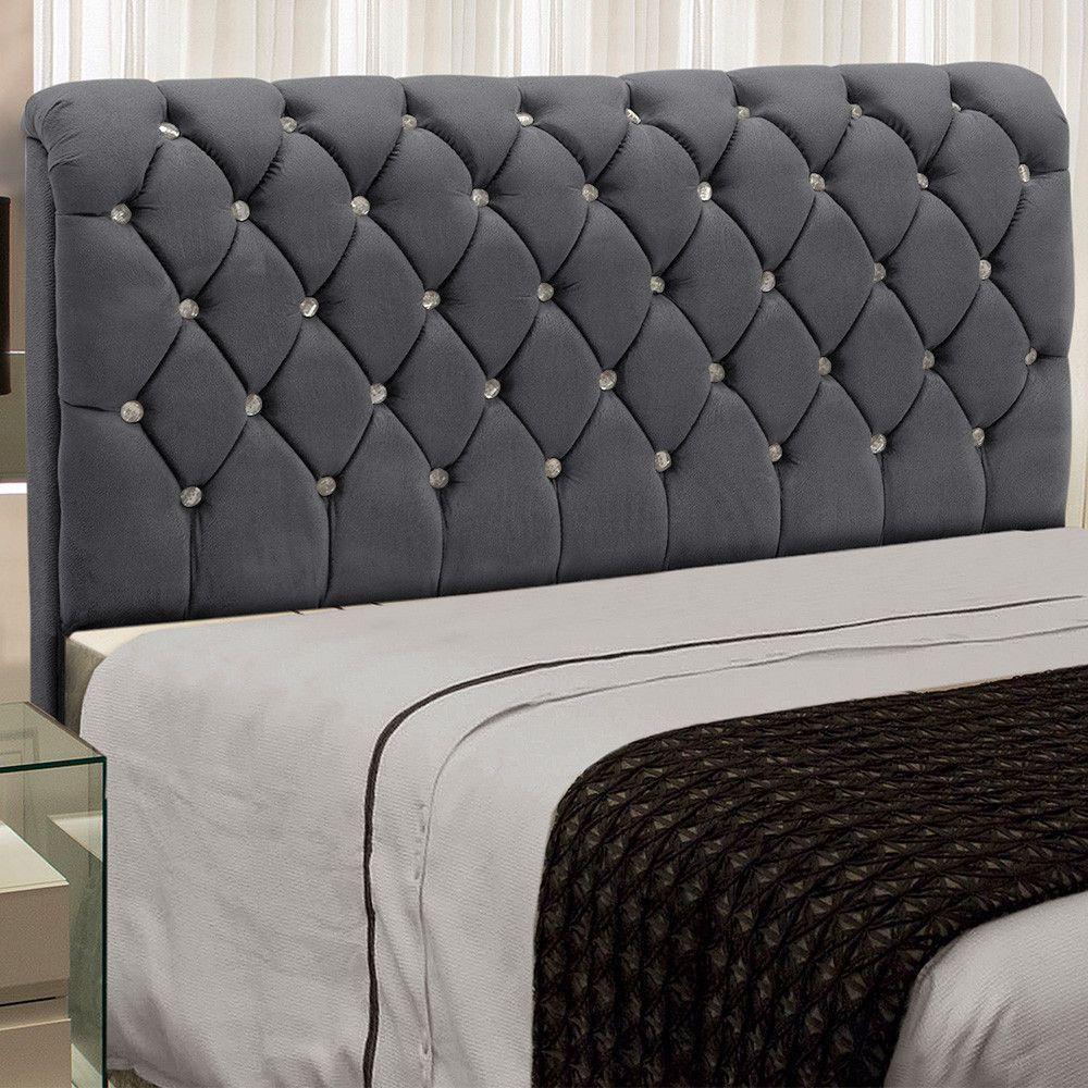 Cabeceira Fernanda 1,95 Para Cama Box King Size - Veludo Chumbo - 1