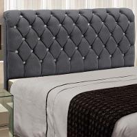 Cabeceira Fernanda 1,95 Para Cama Box King Size - Veludo Chumbo - 1