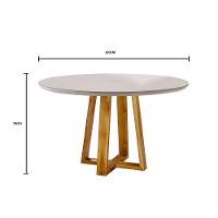 Conjunto Sala De Jantar Natalle 4 Lugares Com Mesa Redonda E Tampo Em Vidro 1,2m E 4 Cadeiras Móveis Mundial Mel/offwhite/cinza Profundo - 2